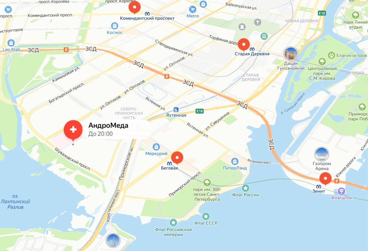 Клиника и медцентр в Приморском районе СПб, "АндроМеда"